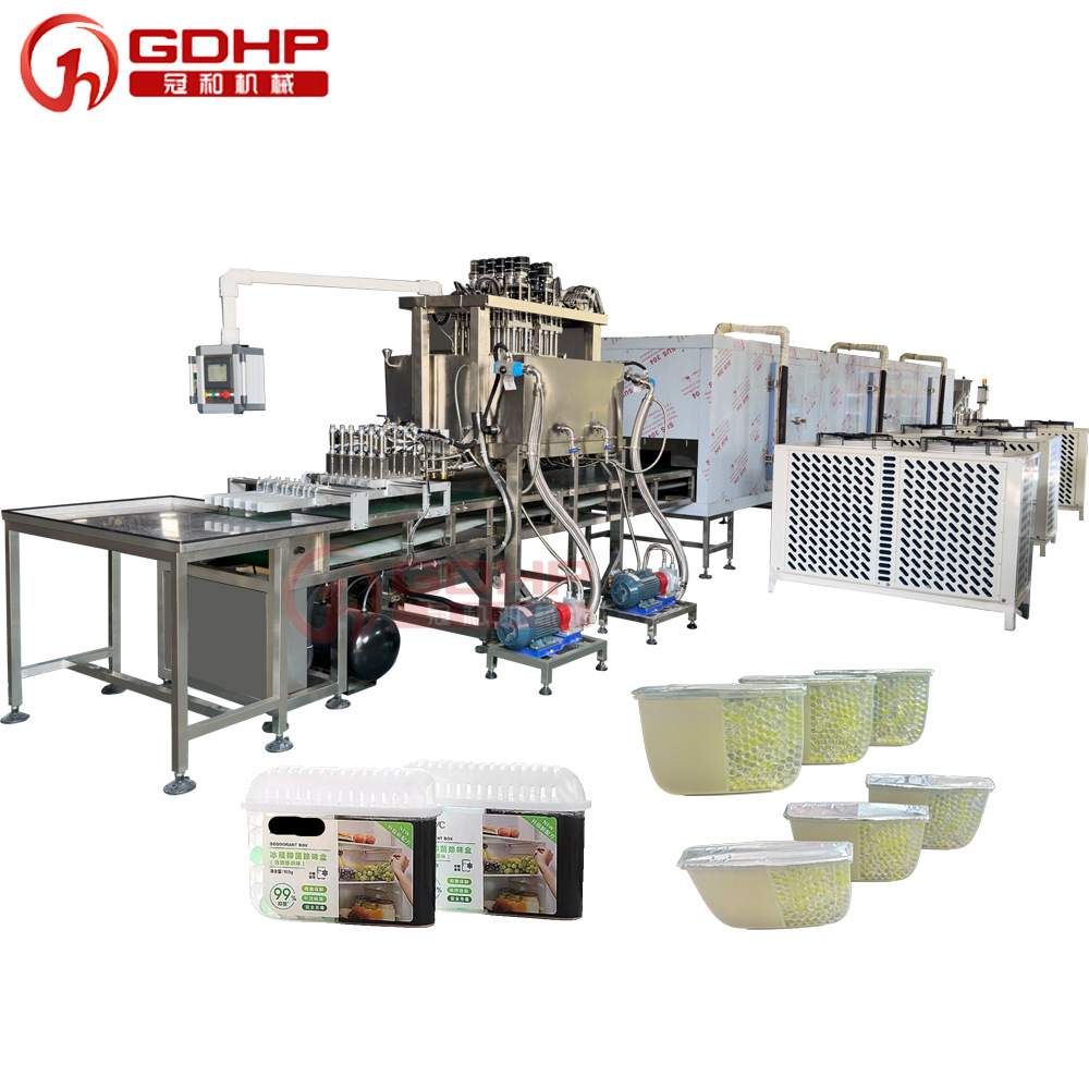 冰箱除味劑灌裝冷卻封口生產(chǎn)線